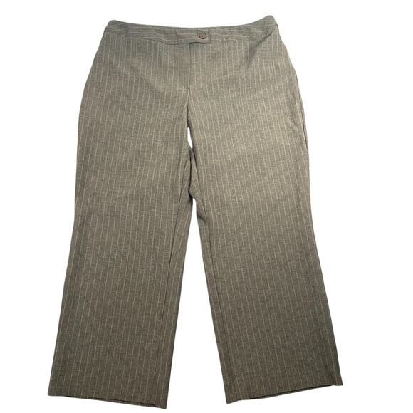 VTG Cato Brown Pin Striped Wide Leg Dress Pants Sz 20 Office Slimming USA FLAW - Picture 1 of 9